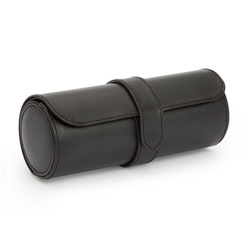 WOLF Blake Triple Watch Roll Black Vegan Leather