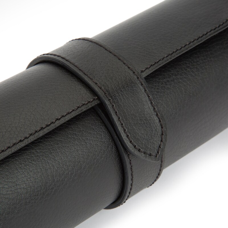 WOLF Blake Triple Watch Roll Black Vegan Leather