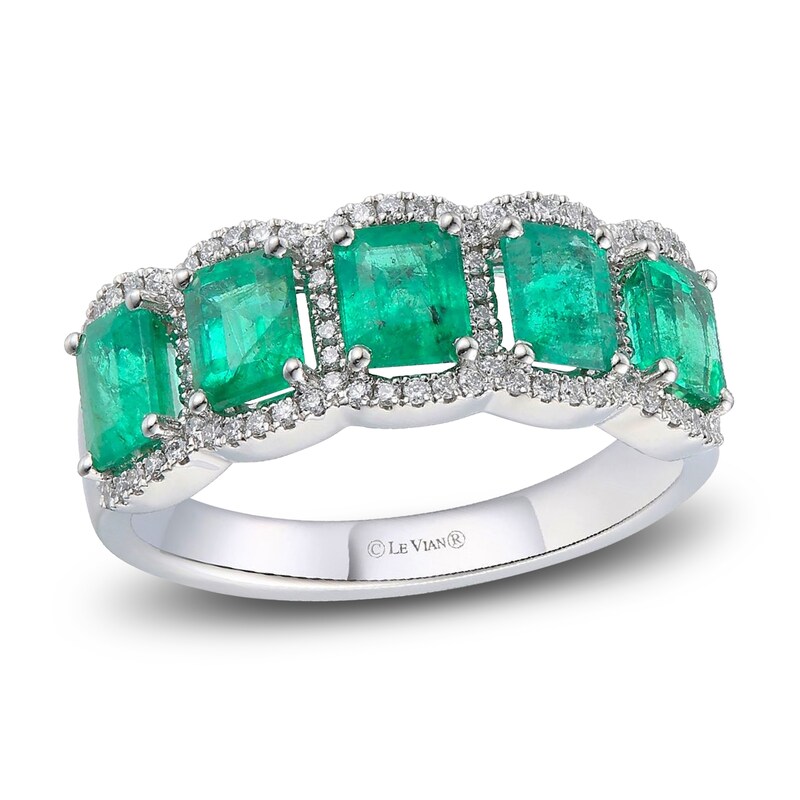 Main Image 1 of Le Vian Natural Emerald & Diamond Ring 1/5 ct tw Platinum