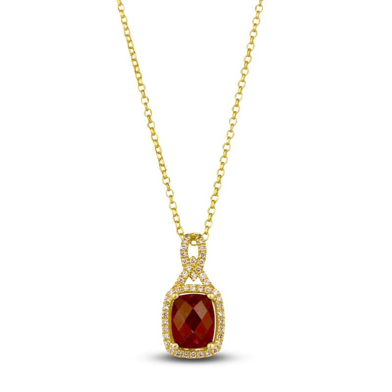 Main Image 1 of Le Vian Natural Garnet & Diamond Necklace 1/3 ct tw 14K Honey Gold