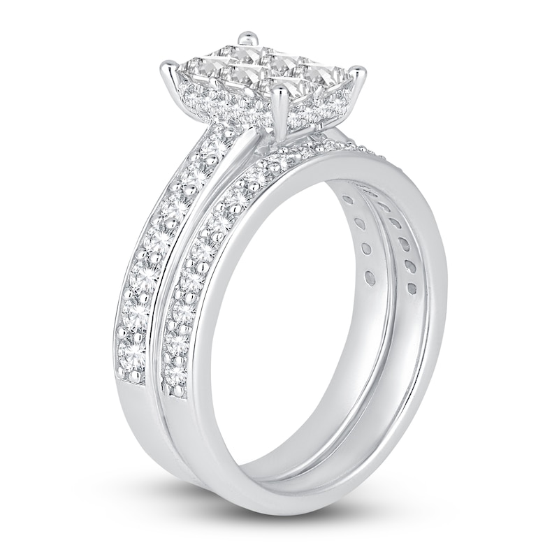 Princess & Round-Cut Diamond Bridal Set 1-1/2 ct tw 14K White Gold | Jared