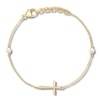 Thumbnail Image 2 of Children's Freshwater Cultured Pearl & Diamond Accent Cross Bracelet 14K Yellow Gold 6"