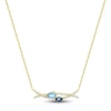 Thumbnail Image 1 of Natural Blue Topaz & Diamond Necklace 1/6 ct tw 10K Yellow Gold 18"