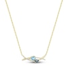 Thumbnail Image 1 of Natural Blue Topaz & Diamond Necklace 1/6 ct tw 10K Yellow Gold 18"