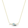 Thumbnail Image 2 of Natural Blue Topaz & Diamond Necklace 1/6 ct tw 10K Yellow Gold 18"