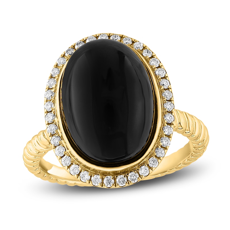 LALI Jewels Natural Onyx & Diamond Ring 1/4 ct tw 14K Yellow Gold