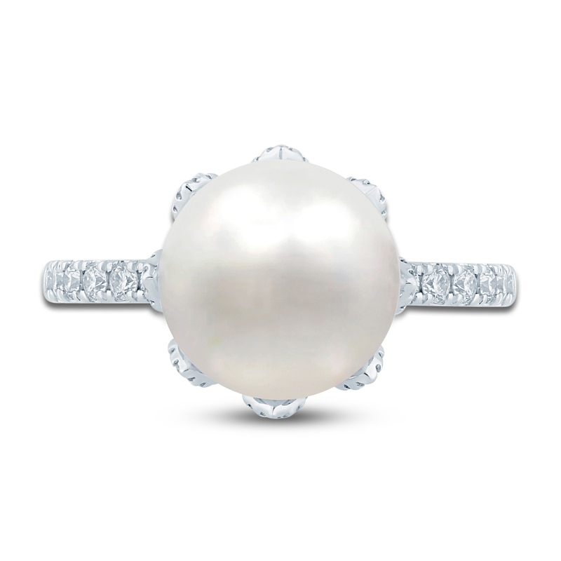 Pnina Tornai South Sea Cultured Pearl & Diamond Engagement Ring 1/2 ct tw 14K White Gold