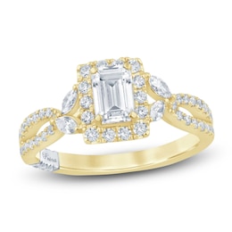 Pnina Tornai Emerald-Cut Diamond Halo Engagement Ring 1 ct tw 14K Yellow Gold