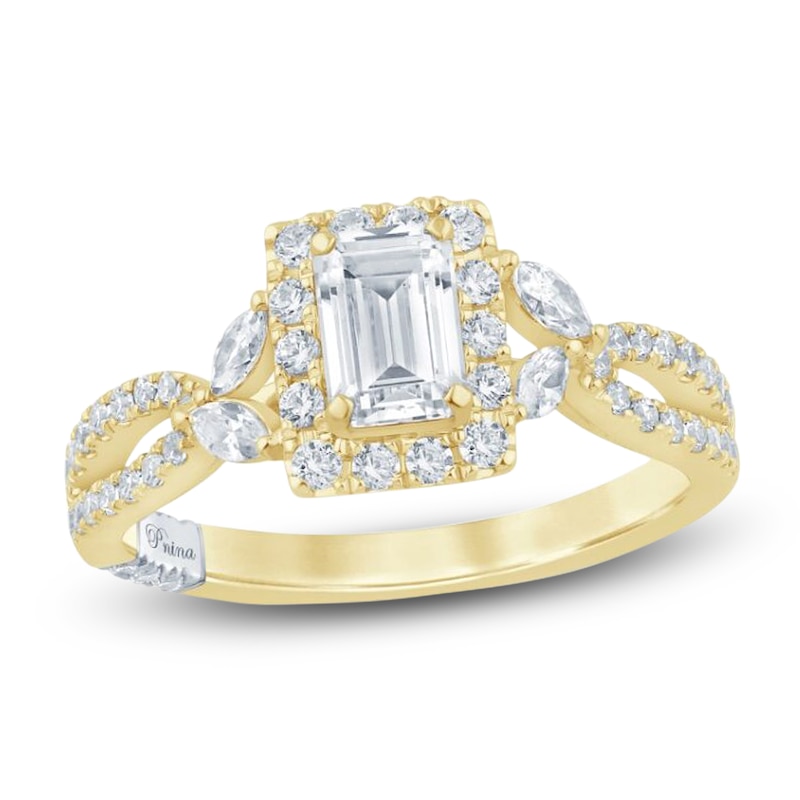 Main Image 1 of Pnina Tornai Emerald-Cut Diamond Halo Engagement Ring 1 ct tw 14K Yellow Gold