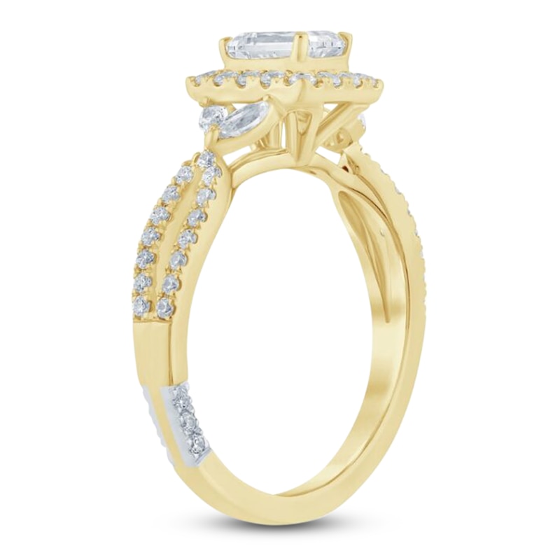Main Image 2 of Pnina Tornai Emerald-Cut Diamond Halo Engagement Ring 1 ct tw 14K Yellow Gold