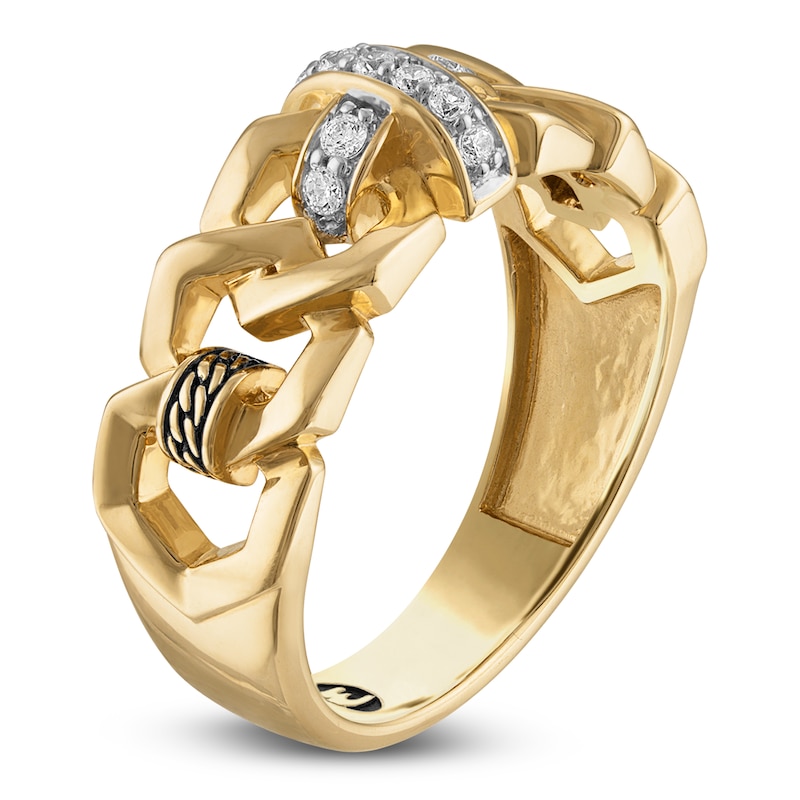 Main Image 3 of 1933 by Esquire Diamond Cross & Chain Link Ring 1/6 ct tw 14K Yellow Gold-Plated Sterling Silver