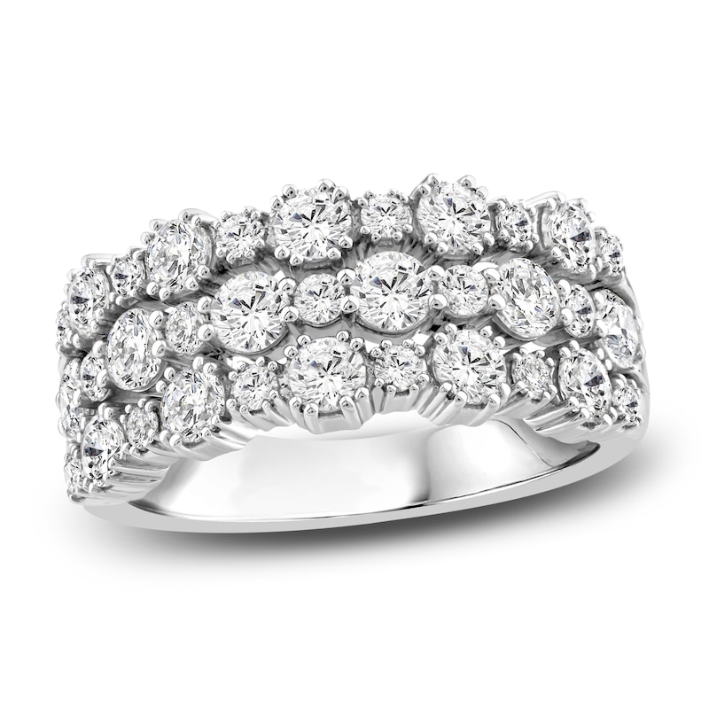 Diamond Three-Row Fashion Ring 2 ct tw 14K White Gold