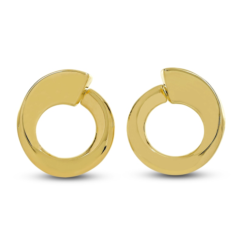 Main Image 1 of Open Circle Swirl Stud Earrings 14K Yellow Gold