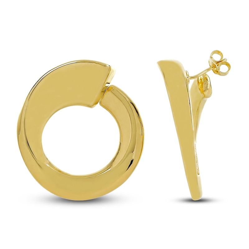 Main Image 2 of Open Circle Swirl Stud Earrings 14K Yellow Gold