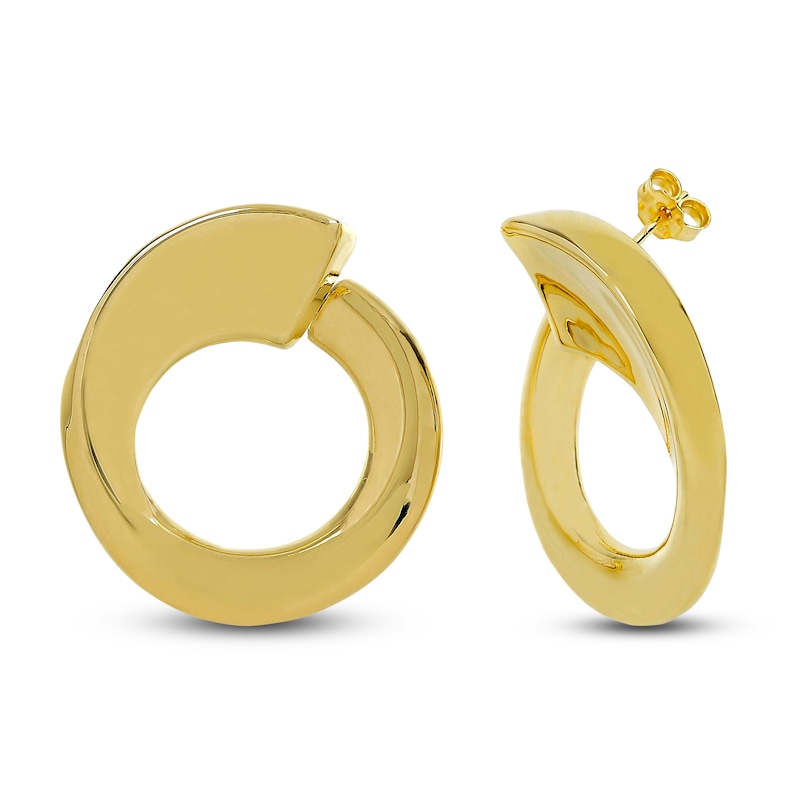 Main Image 3 of Open Circle Swirl Stud Earrings 14K Yellow Gold
