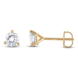 Certified Round-Cut Diamond Solitaire Stud Earrings 3/4 ct tw 18K Yellow Gold (SI2/I)