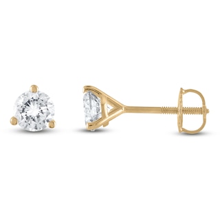 Certified Round-Cut Diamond Solitaire Stud Earrings 3/4 ct tw 18K Yellow Gold (SI2/I)