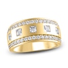 Thumbnail Image 1 of Lab-Grown Diamond Men's Square & Round-Cut Wedding Band 1-1/2 ct tw 14K Yellow Gold