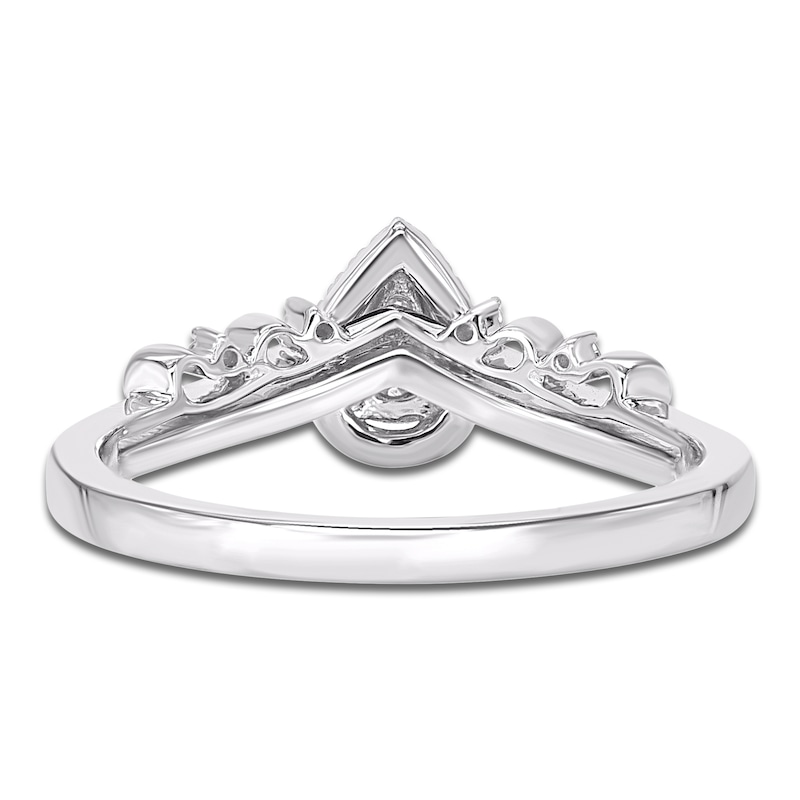 Main Image 5 of Multi-Diamond Pear-Shaped Halo Bridal Set 1/4 ct tw 10K White Gold