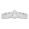 Thumbnail Image 7 of Multi-Diamond Pear-Shaped Halo Bridal Set 1/4 ct tw 10K White Gold