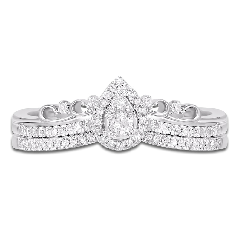 Main Image 7 of Multi-Diamond Pear-Shaped Halo Bridal Set 1/4 ct tw 10K White Gold