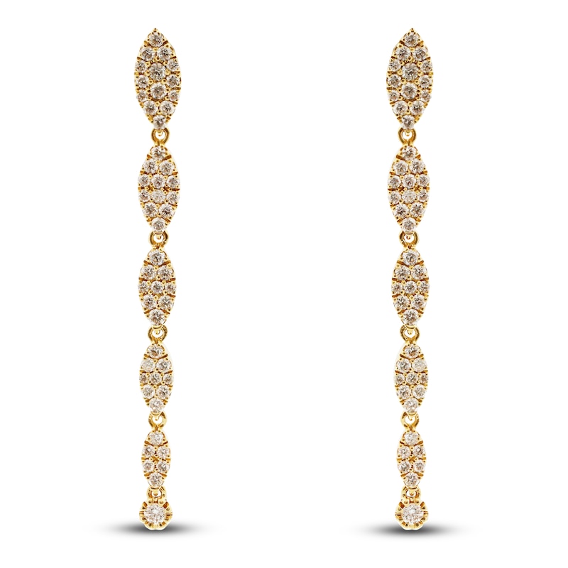 Main Image 1 of Crivelli Multi-Diamond Graduated Drop Earrings 3/4 ct tw 18K Yellow Gold