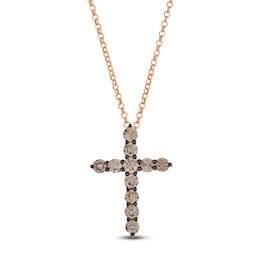 Le Vian Diamond Cross Necklace 1-1/5 ct tw 14K Strawberry Gold 19"