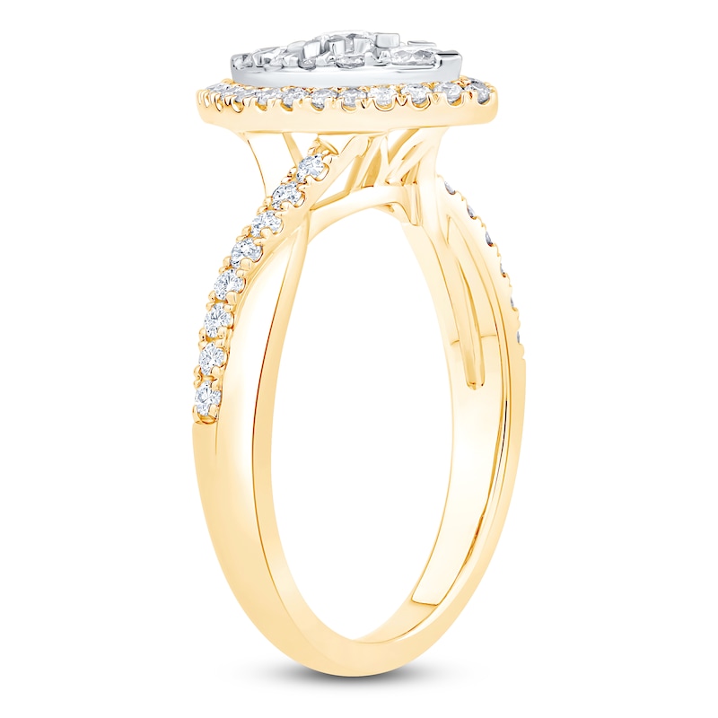 Main Image 2 of Brilliant Moments Multi-Diamond Marquise Halo Engagement Ring 3/4 ct tw 14K Yellow Gold