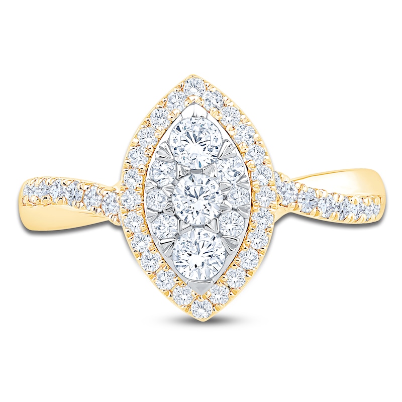 Main Image 3 of Brilliant Moments Multi-Diamond Marquise Halo Engagement Ring 3/4 ct tw 14K Yellow Gold
