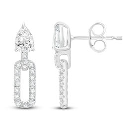 Pear-Shaped Lab-Grown Diamond Link Drop Earrings 2 ct tw 14K White Gold