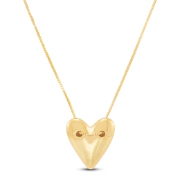 Italia D'Oro Sliding Puff Heart Necklace 14K Yellow Gold 18"