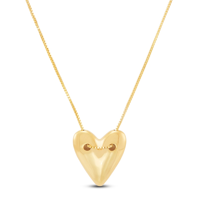 Main Image 1 of Italia D'Oro Sliding Puff Heart Necklace 14K Yellow Gold 18"