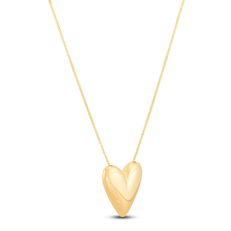 Main Image 4 of Italia D'Oro Sliding Puff Heart Necklace 14K Yellow Gold 18"