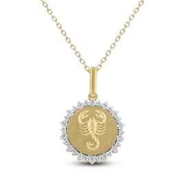 Diamond Zodiac Scorpio Medallion Necklace 1/3 ct tw 10K Yellow Gold 18"