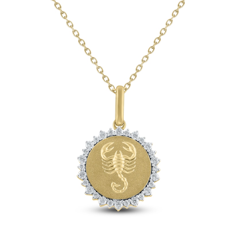Main Image 1 of Diamond Zodiac Scorpio Medallion Necklace 1/3 ct tw 10K Yellow Gold 18"