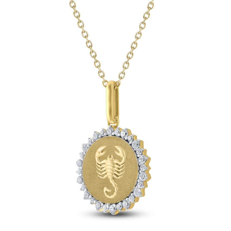 Main Image 2 of Diamond Zodiac Scorpio Medallion Necklace 1/3 ct tw 10K Yellow Gold 18"