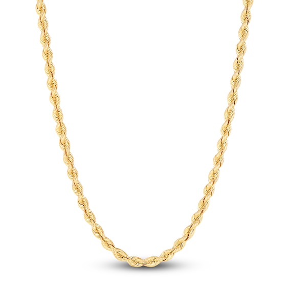Solid Silk Rope Chain 3mm 14K Yellow Gold 18"