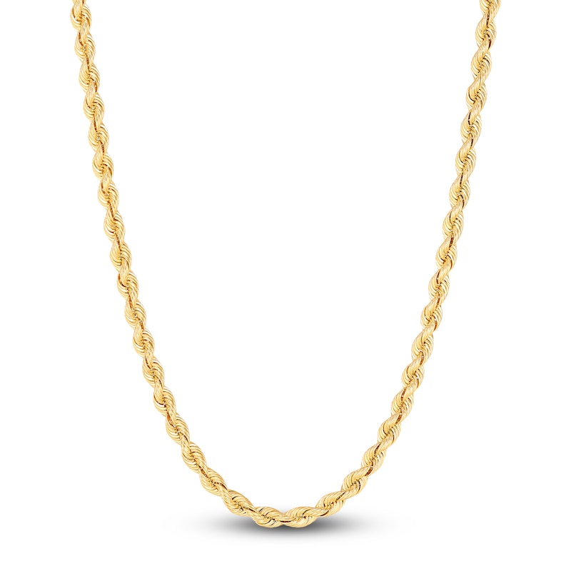 Main Image 1 of Solid Silk Rope Chain 3mm 14K Yellow Gold 18"