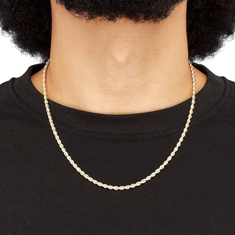Main Image 3 of Solid Silk Rope Chain 3mm 14K Yellow Gold 18"