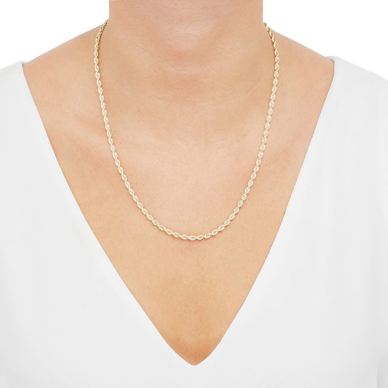 Main Image 4 of Solid Silk Rope Chain 3mm 14K Yellow Gold 18"