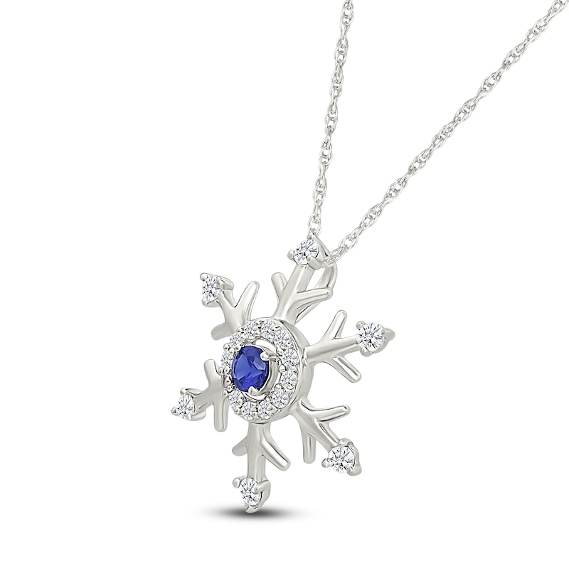 Main Image 2 of Blue & White Lab-Created Sapphire Snowflake Necklace Sterling Silver 18"