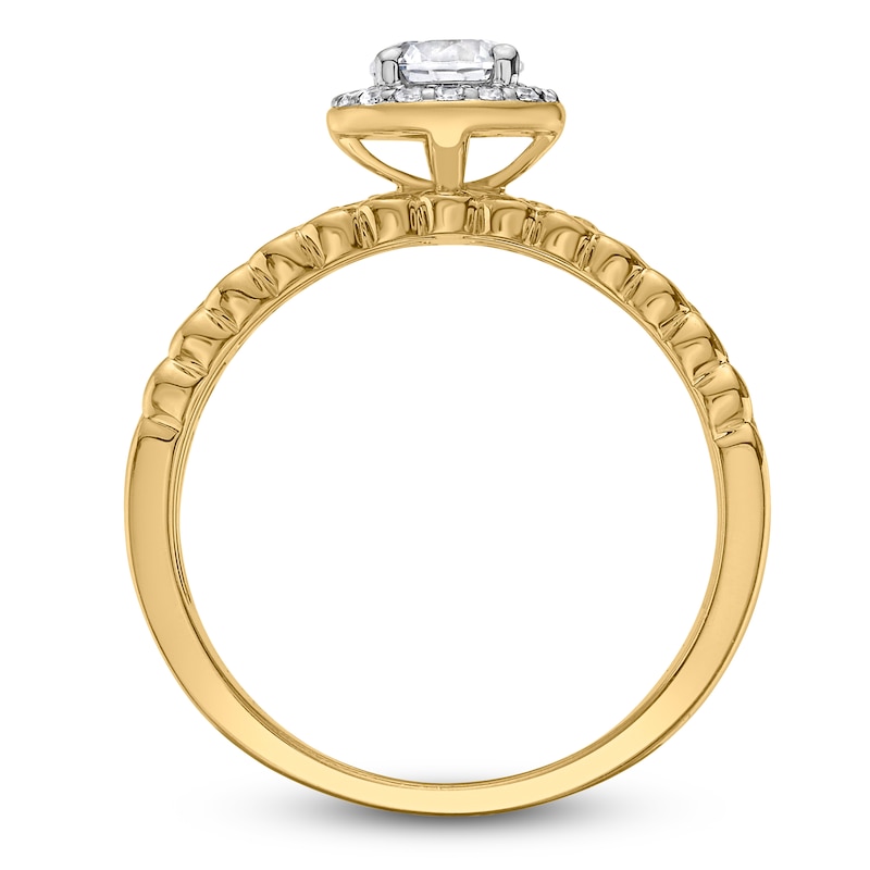 Main Image 2 of Brilliant Moments Round-Cut Diamond Halo Beaded Engagement Ring 3/4 ct tw 14K Yellow Gold