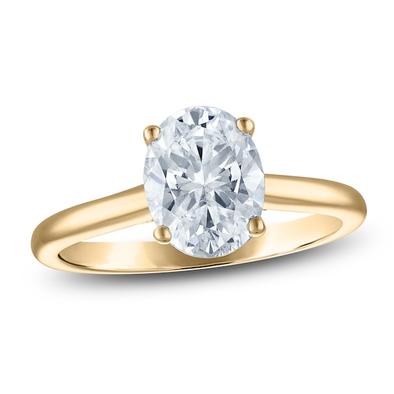 Oval-Cut Lab-Grown Diamond Solitaire Plus Engagement Ring 2 ct tw 18K Yellow Gold (VS2/F)