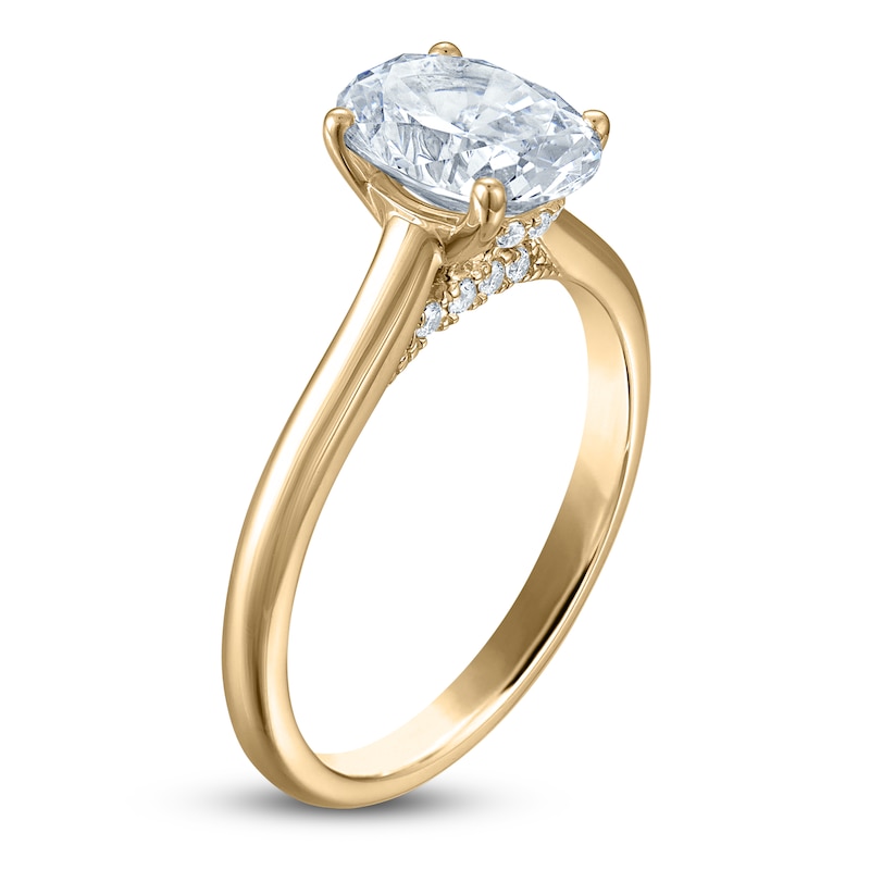 Main Image 2 of Oval-Cut Lab-Grown Diamond Solitaire Plus Engagement Ring 2 ct tw 18K Yellow Gold (VS2/F)