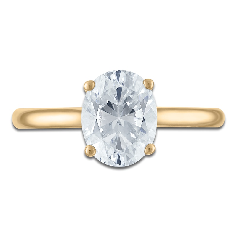 Main Image 3 of Oval-Cut Lab-Grown Diamond Solitaire Plus Engagement Ring 2 ct tw 18K Yellow Gold (VS2/F)