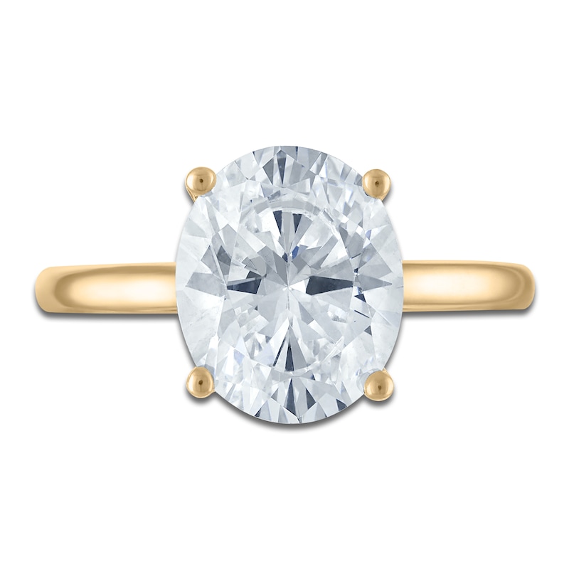 Main Image 3 of Oval-Cut Lab-Grown Diamond Solitaire Plus Engagement Ring 2-5/8 ct tw 18K Yellow Gold (VS2/F)