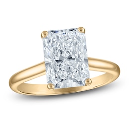 Radiant-Cut Lab-Grown Diamond Solitaire Plus Engagement Ring 3 ct tw 18K Yellow Gold (VS2/F)