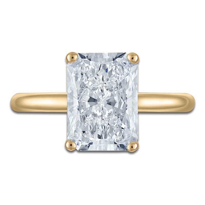 Main Image 3 of Radiant-Cut Lab-Grown Diamond Solitaire Plus Engagement Ring 3 ct tw 18K Yellow Gold (VS2/F)