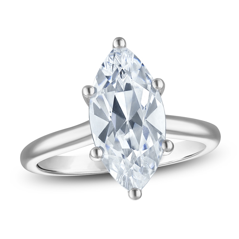 Main Image 1 of Marquise-Cut Lab-Grown Diamond Solitaire Plus Engagement Ring 3 ct tw Platinum (VS2/F)