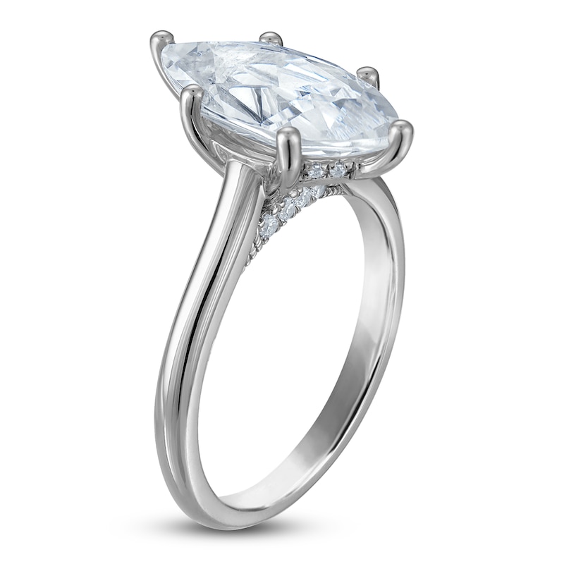 Main Image 2 of Marquise-Cut Lab-Grown Diamond Solitaire Plus Engagement Ring 3 ct tw Platinum (VS2/F)